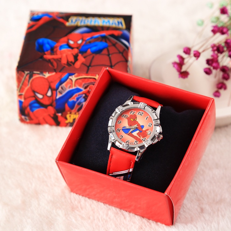 DISNEY Đồng Hồ Đeo Tay Hình Người Nhện Marvel Dây silicone Cho Bé
