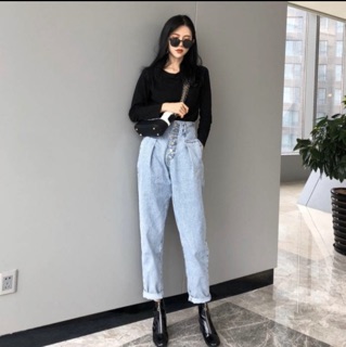 [Order] Quần baggy bò cạp cao