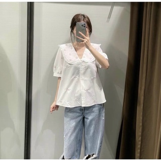 Áo sơmi thêu cổ bèo
