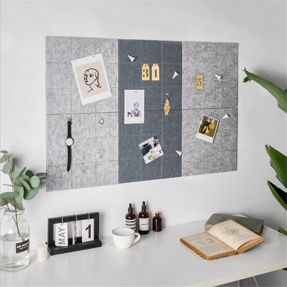 Miếng dán tường bằng vải nỉ mềm mại họa tiết lưới hình vuông đơn giản xinh xắn trang trí nhà cửa