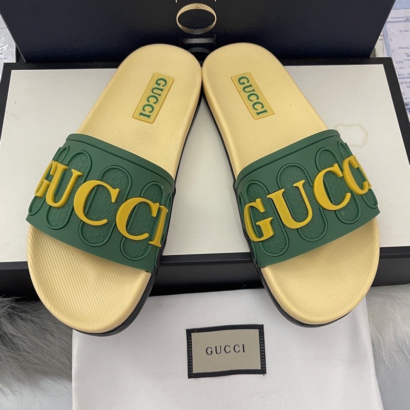 (Có Video + Ảnh Thật) Dép Gucci Họa Tiết GC Đế Cao Su Chống Nước - Dép Quai Ngang Nam Nữ Thời Trang Cao Cấp Hottrend