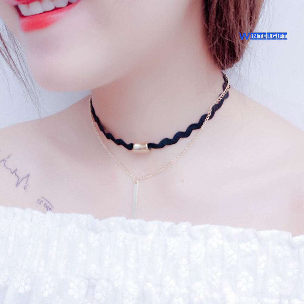 Vòng Cổ Choker Phối Ren Thời Trang Mùa Đông Cho Nữ