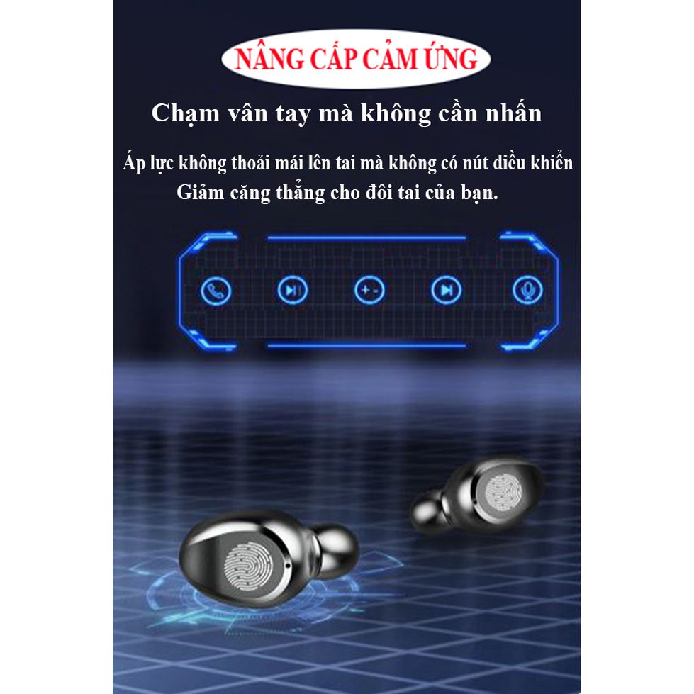 Tai nghe cảm ứng Bluetooth 5.0 F9 đàm thoại, nghe nhạc HD cao - Đen