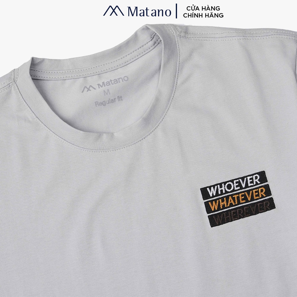 Áo thun nam cổ tròn thêu chữ MATANO AT090 phông ngắn tay đơn giản dễ mặc vải cotton 4 chiều thoải mái, thấm mồ hôi