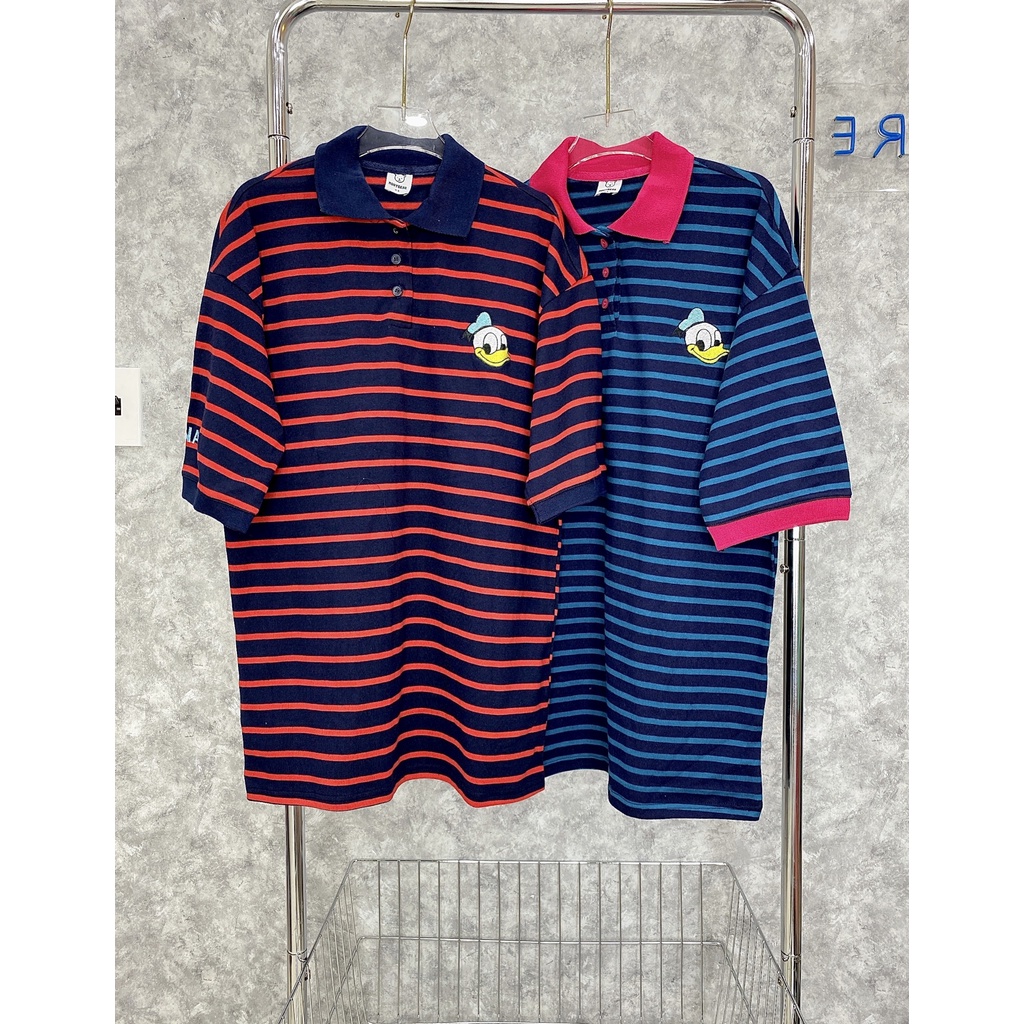 Áo Polo Nữ Cộc Tay Sọc Ngang In Hình Vịt Dễ Thương, Áo Form Rộng Chất Liệu Thoáng Mát - HN199