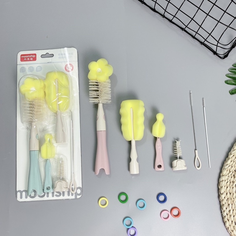 Bộ cọ bình 6 chi tiết Moonship cao cấp, tay cầm xoay 360 độ