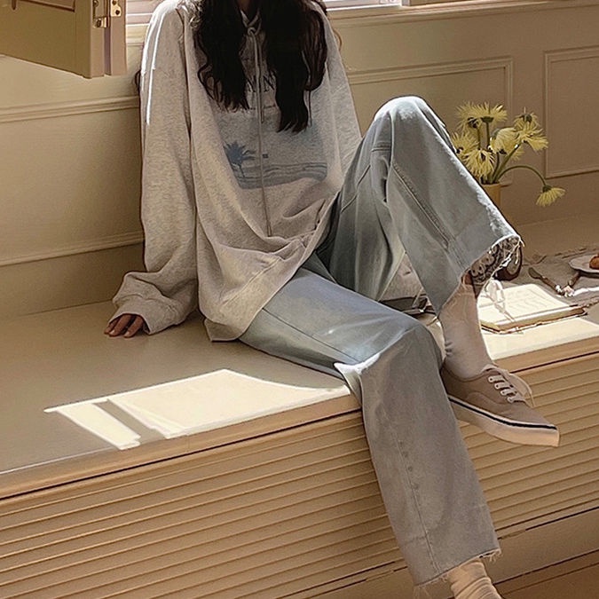 Áo hoodie dáng rộng phong cách mùa xuân thu kiểu Hàn năng động cho nữ
