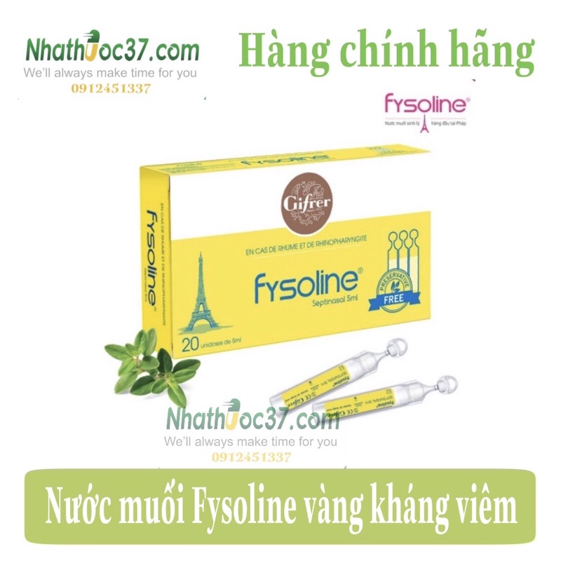 Nước muối kháng viêm Fysoline tép vàng hộp 20 ống