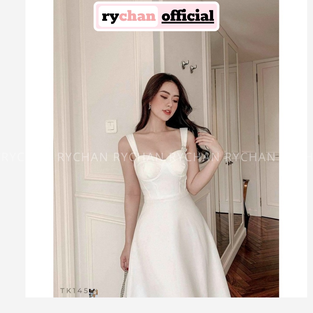 [ẢNH THẬT CUỐI] Đầm Xòe Midi 2 Dây Cúp Ngực 2 Màu Trấng Đỏ Gợi Cảm - DX0072