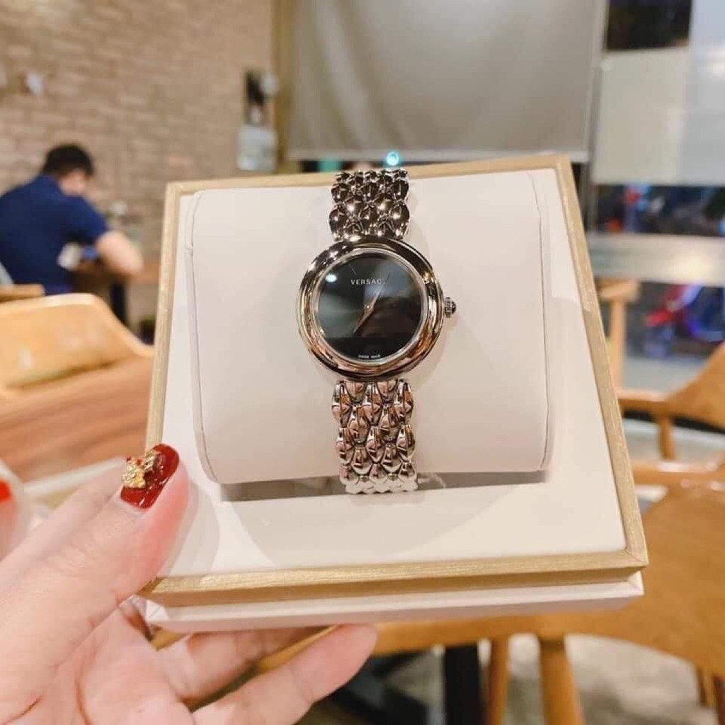 Đồng hồ nữ Versace VEBN00618 V-Flare Silver Tone & Black Dial Watch