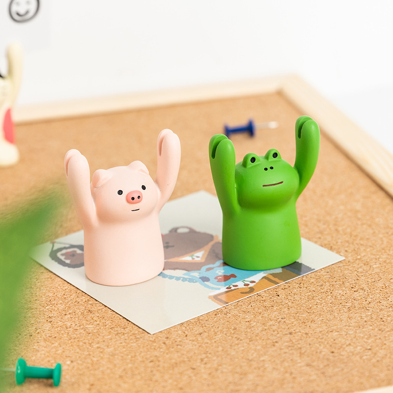 Kẹp Giấy Ghi Chú / Bưu Thiếp / Hình Ảnh Nikki Hình Động Vật Giơ Tay Dễ Thương