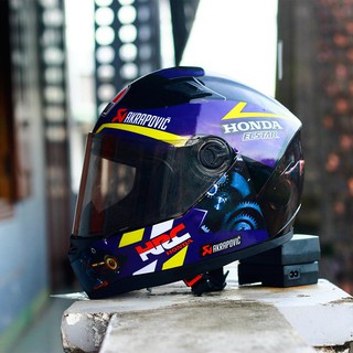 Mũ fullface Agu lên tem Honda