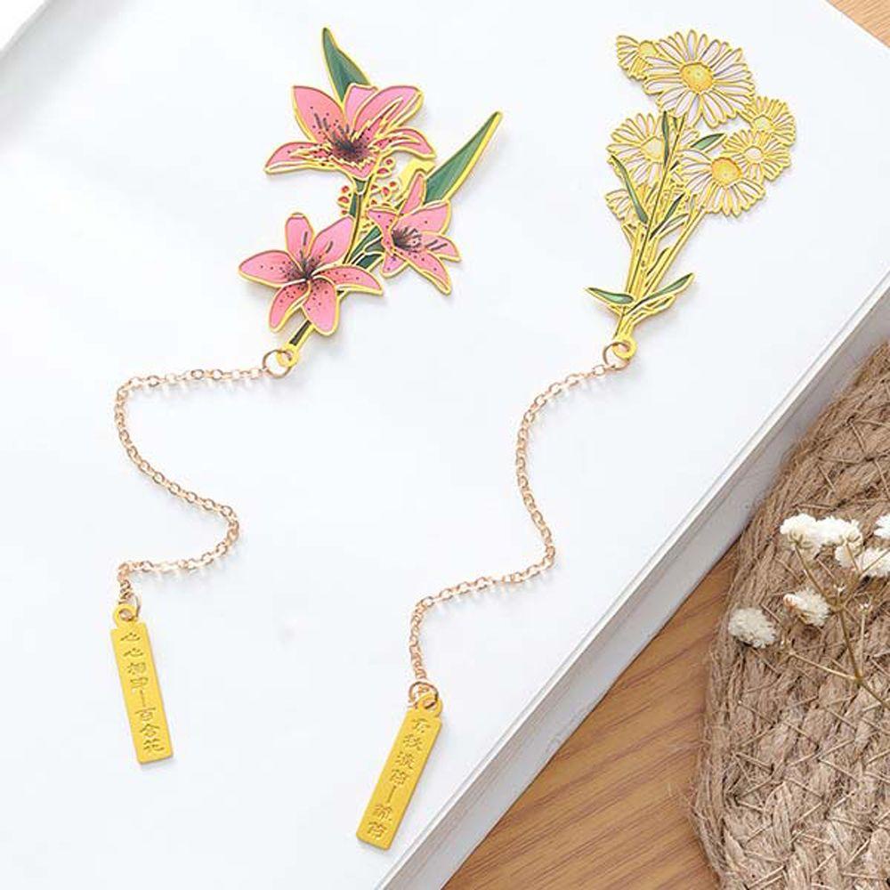 Bookmark Bằng Đồng Thau Họa Tiết Hoa Phong Cách Trung Quốc