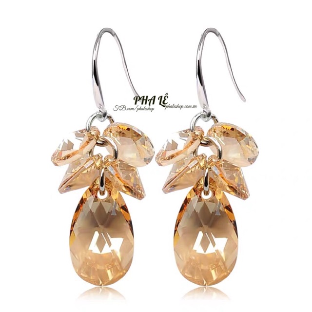 Bông Tai Pha Lê Cánh Dĩa - Giọt Bầu Được Thiết Kế Từ Pha Lê Swarovski