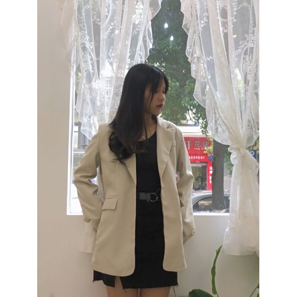 (ORDER -sẵn be XL) Áo Khoác Blazer nữ trơn form rộng mùa xuân thu phong cách hàn quốc retro 2022(kèm ảnh thật) | BigBuy360 - bigbuy360.vn