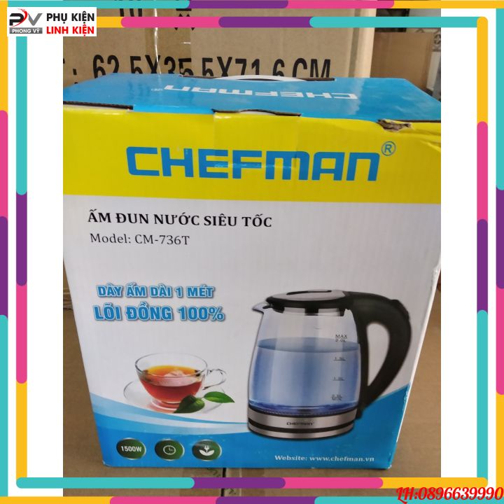 Ấm siêu tốc hiện đại CHEFMAN CM-736T cao cấp, bền đẹp, an toàn, tiện dụng