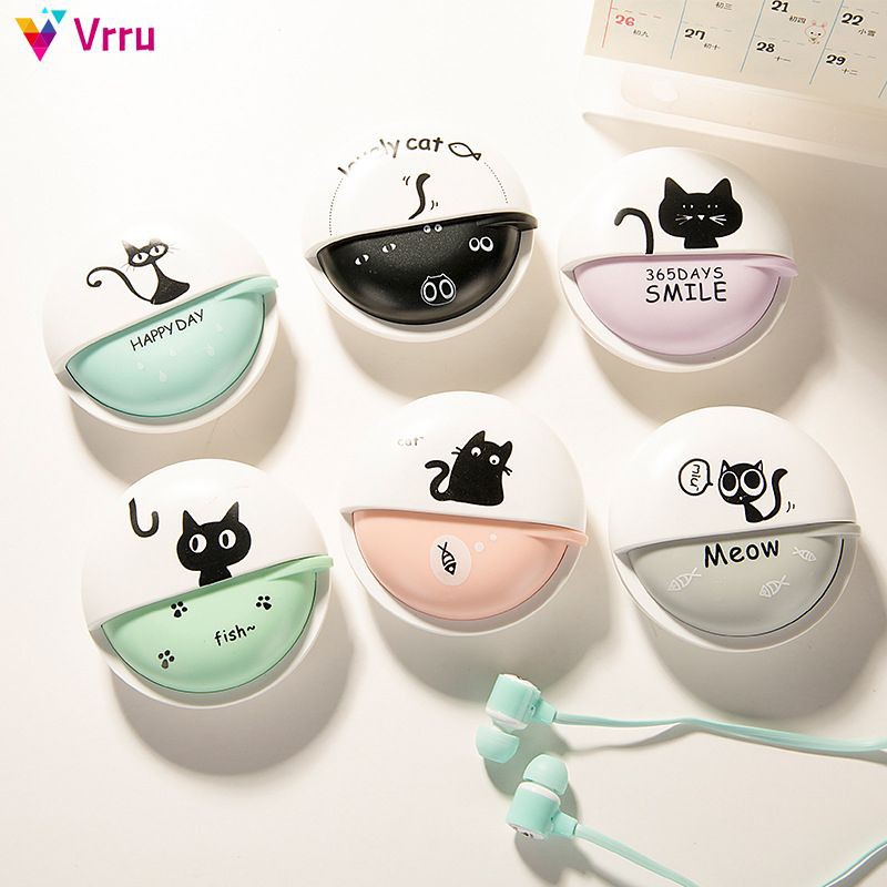 Tai Nghe Nhét Tai Hình Mèo Đáng Yêu 3.5mm Cho Điện Thoại Di Động Mp3