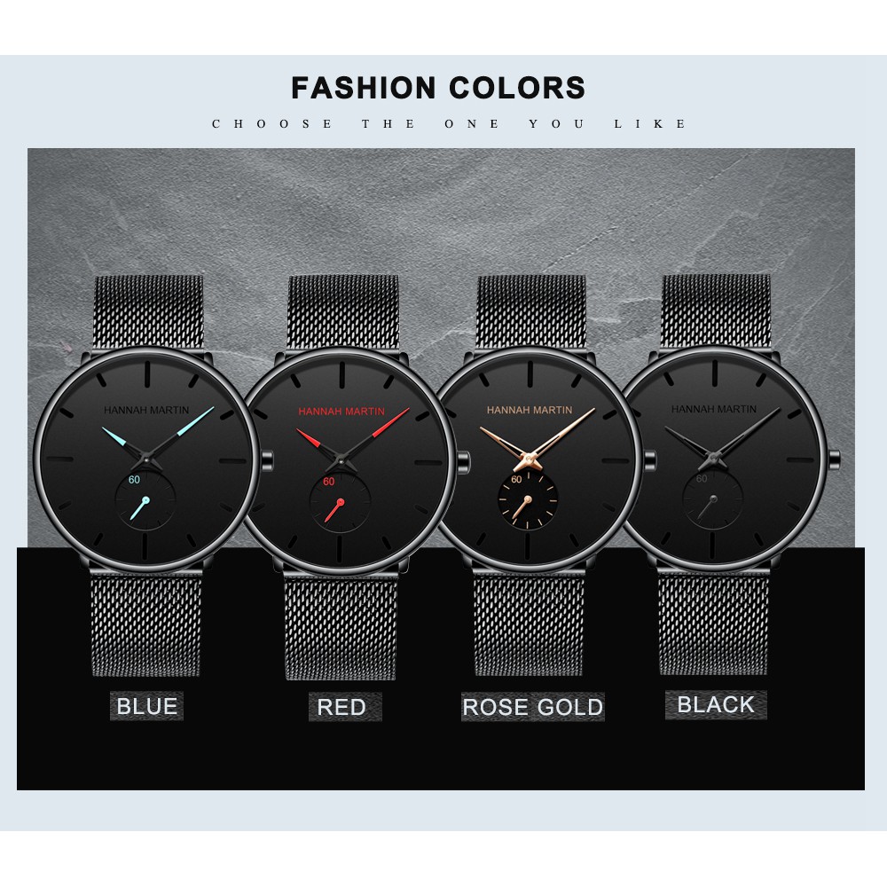 Đồng Hồ nam HANNAH MARTIN Mới Thiết Kế Đơn Giản Chống Nước HM-2140 | BigBuy360 - bigbuy360.vn