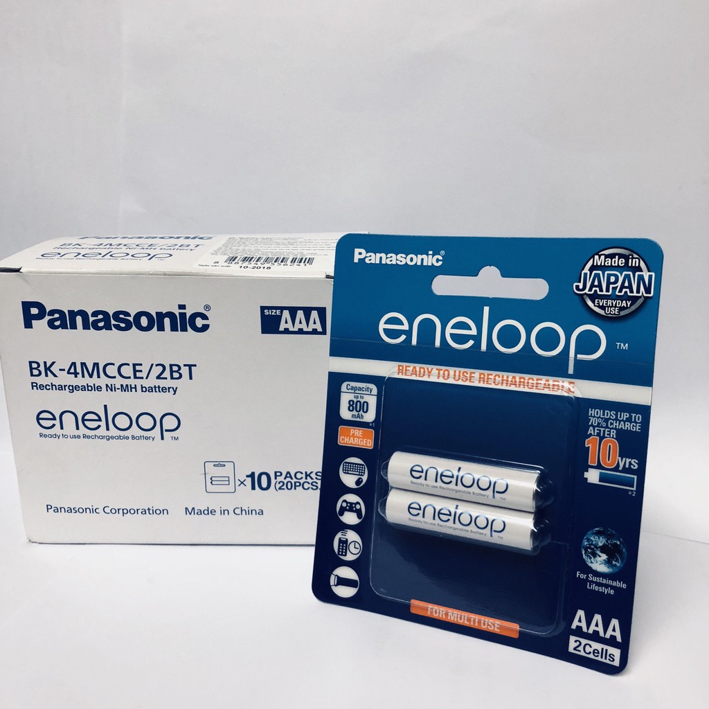 Pin sạc AAA Eneloop Panasonic 800mAh sản xuất tại Nhật Bản vỉ 2 viên chính hãng