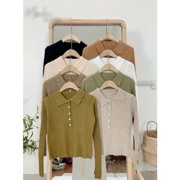 Áo Len Tay Dài Nữ Cổ Bẻ Thời Trang Quảng Châu Dáng Ôm Kiểu Body Đẹp Nhiều Màu Trơn Có Cổ Dưới 53kg | BigBuy360 - bigbuy360.vn