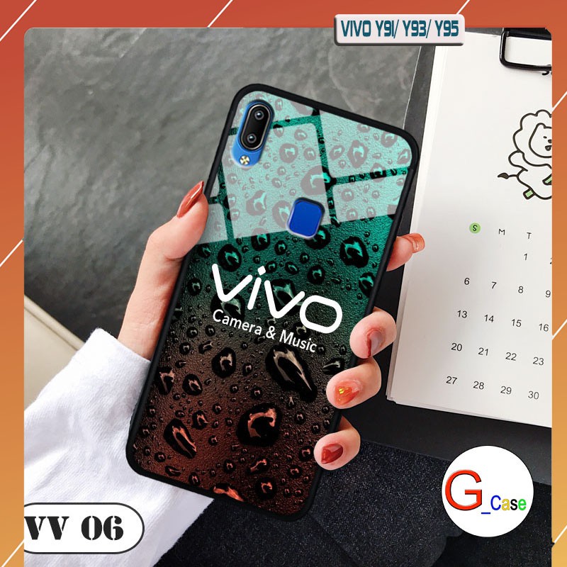 Ốp lưng Vivo Y91/ Y93/ Y95 - lưng kính in logo hãng điện thoại