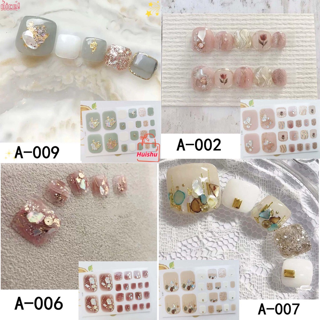 Hs Móng Tay Màu Trắng|Set Sticker Dán Móng Chân Họa Tiết Hoa Anh Đào