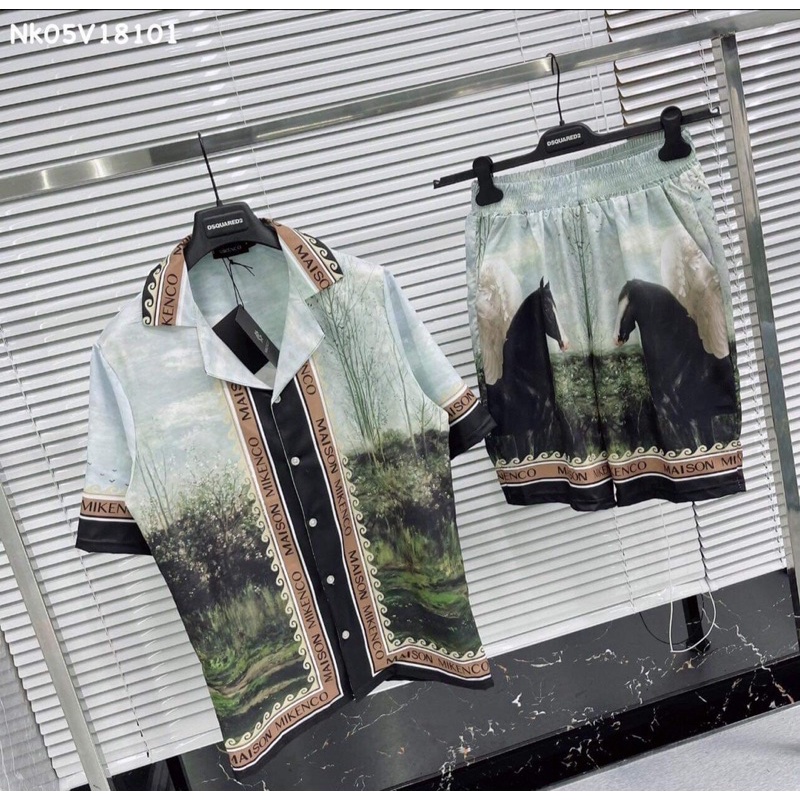 Set đi biển cổ bẻ 2227, Bộ hè nam pijama new hot trend