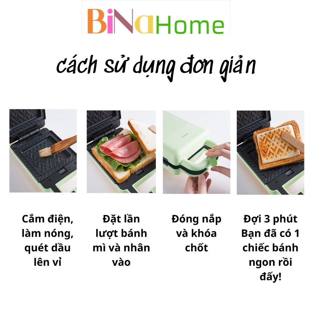 Máy Kẹp Nướng Bánh Sandwich Bear DBC-P06N2 DBC-P05B1 BINAHOME