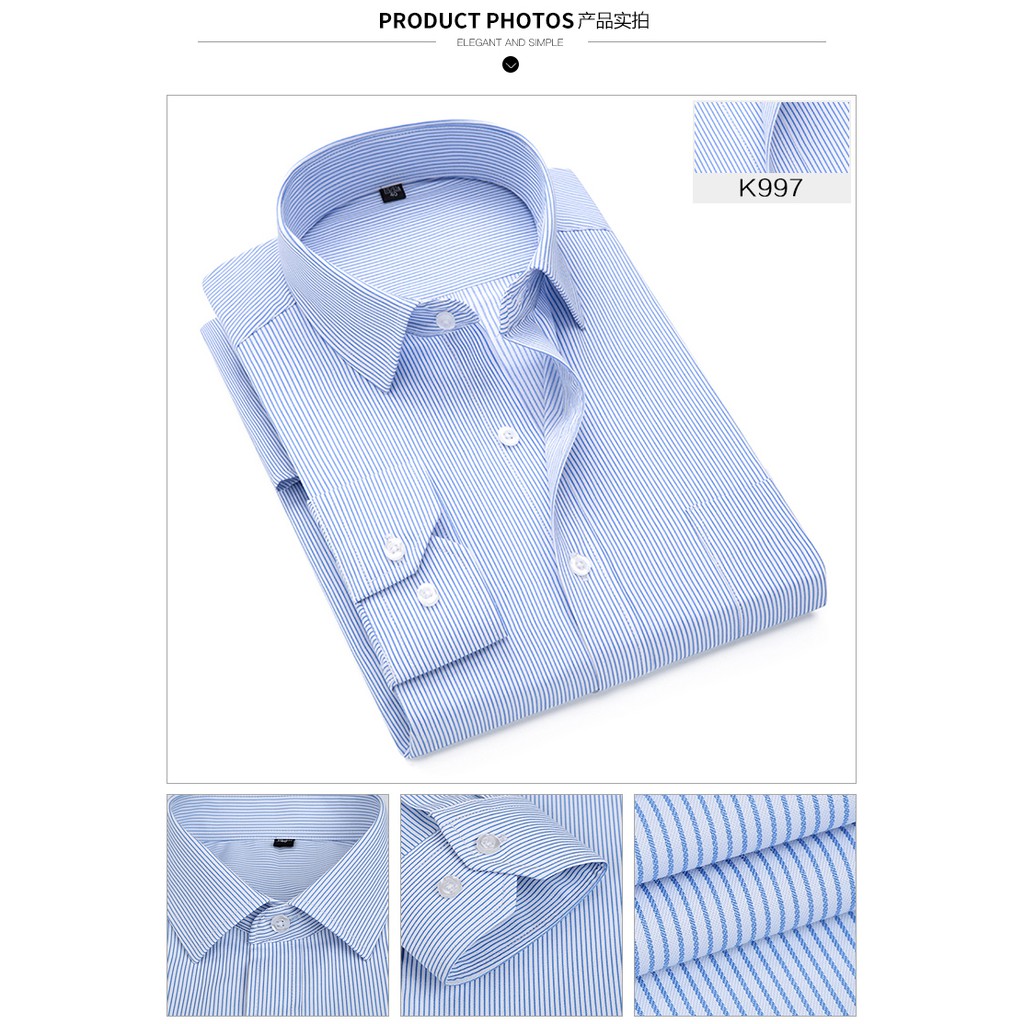 Áo Sơ Mi Trắng Dài Tay Họa Tiết Kẻ Sọc Phong Cách Công Sở Mới Cho Nam G82