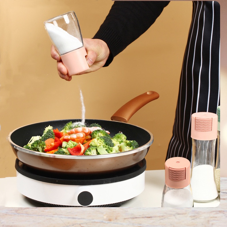 Lọ đựng gia vị HUOHOU JLKYP làm từ thủy tinh có nắp đậy nhiều màu tùy chọn