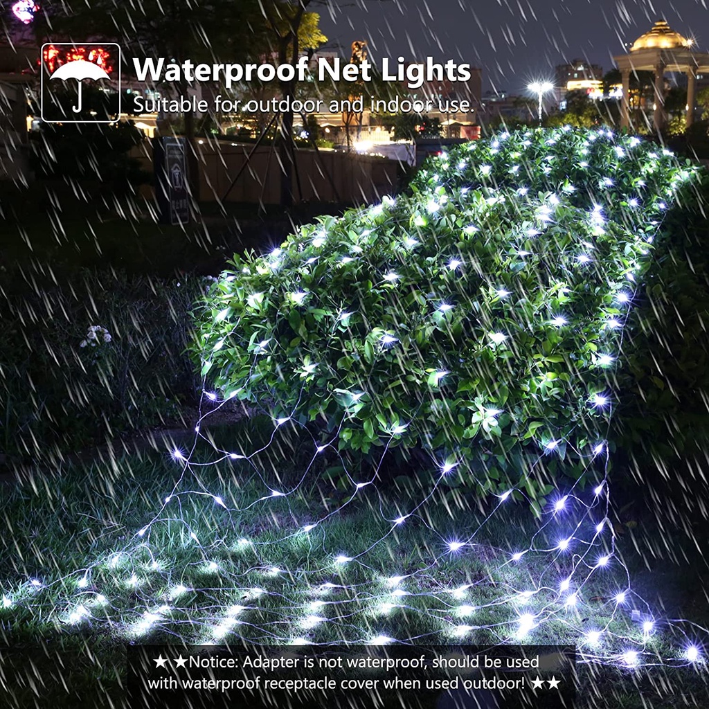 Đèn lưới ngoài trời 3X2M200LED 220v 8 chế độ nhấp nháy, đèn sân vườn giáng sinh, đèn trang trí sân vườn sân vườn, đèn dây nhấp nháy chống thấm