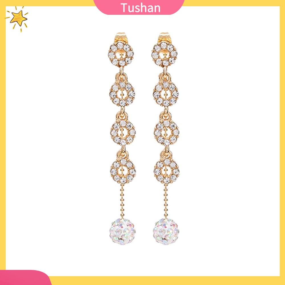 Khuyên tai dài đính đá giả thời trang xinh xắn cho nữ