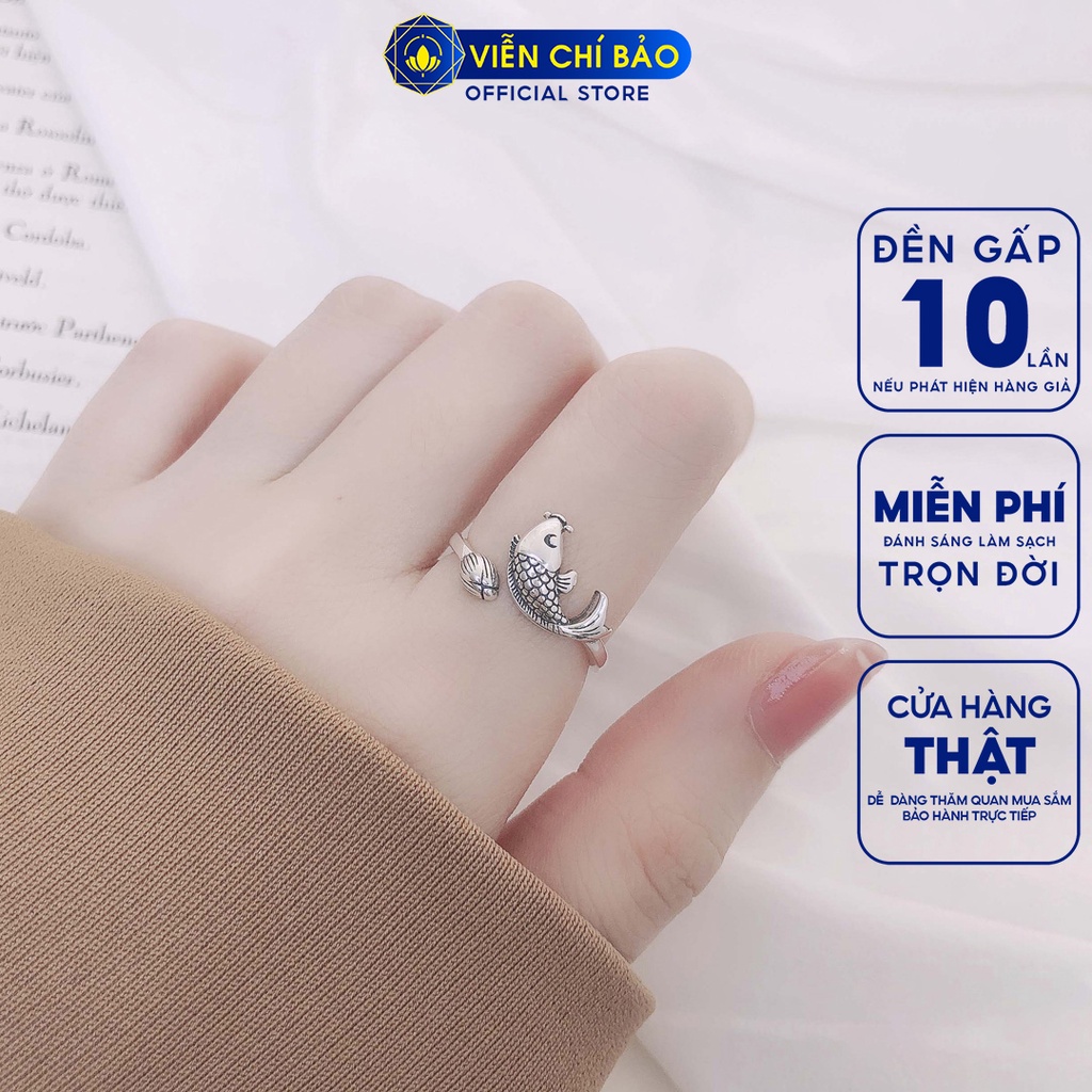 Nhẫn bạc nữ Cá chép hoa sen chất liệu bạc Thái 925 thời trang phụ kiện trang sức nữ Viễn Chí Bảo N000484