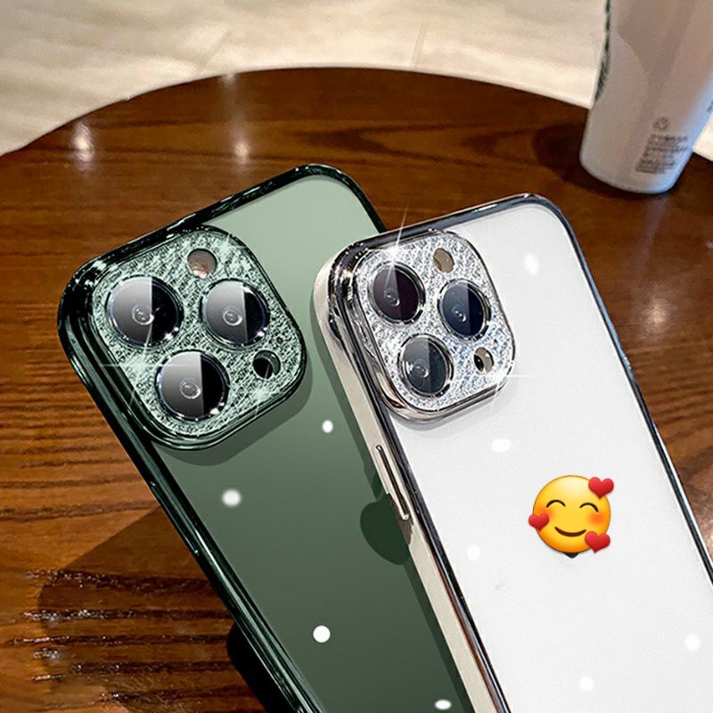 Ốp lưng SULADA lưng nhám viền màu cụm camera đính đá bảo vệ cho iPhone 14 Pro Max/ 14/  11/ 12Promax/13/13Pro/13ProMax