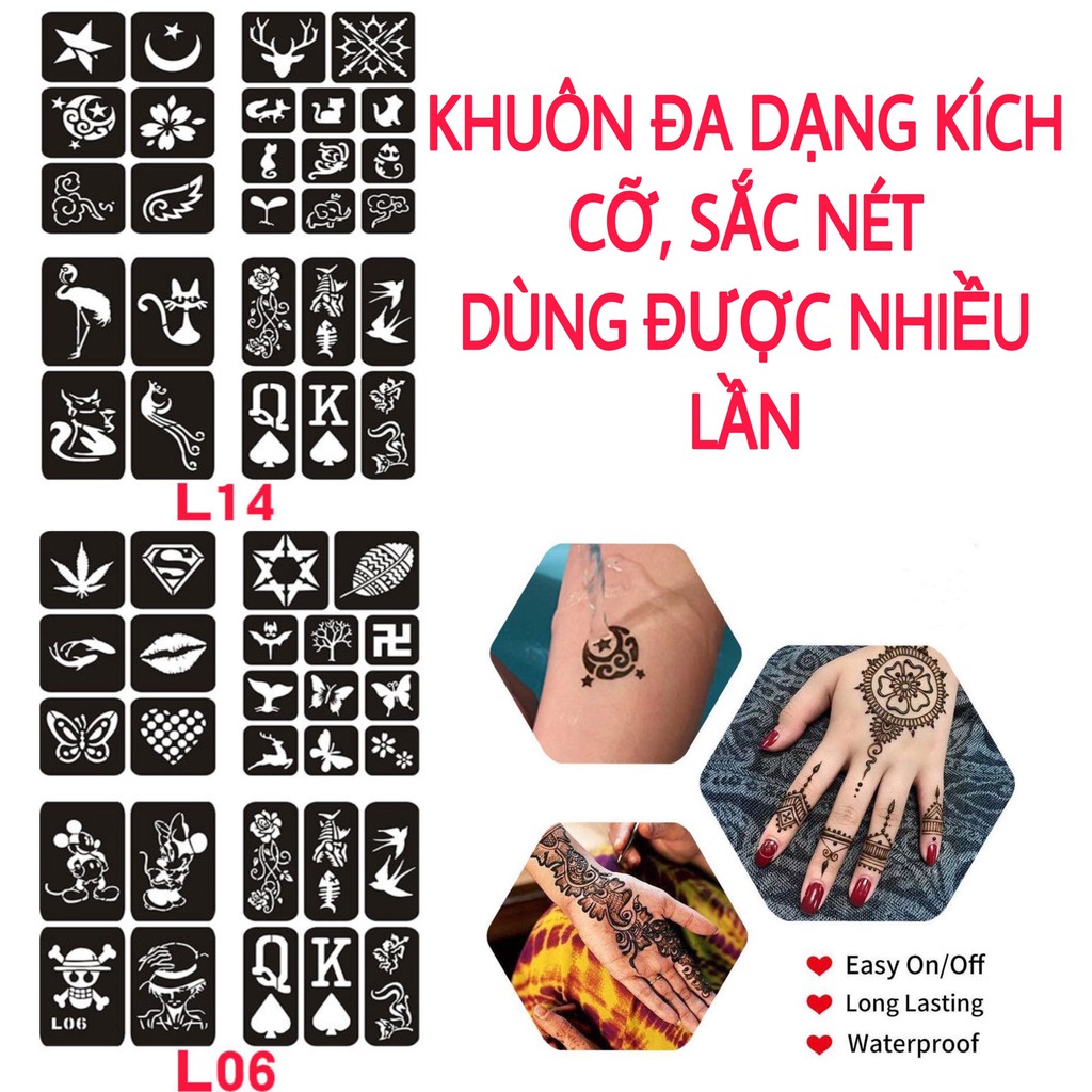 20-30 KHUÔN XĂM TATTO TRONG 1 TẤM A4 (KHÔNG KÈM MỰC XĂM)
