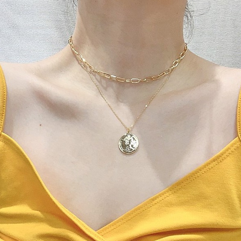 Dây Chuyền Nhiều Lớp Mặt Đồng Xu Thời Trang Nữ Sáng Tạo Độc Đáo