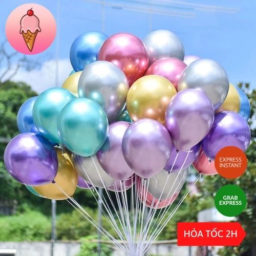 Set 20 Bóng Siêu Nhũ 10 Inch Đẹp Mắt Trang Trí Tiệc Sinh Nhật Party - Kem Shop K111