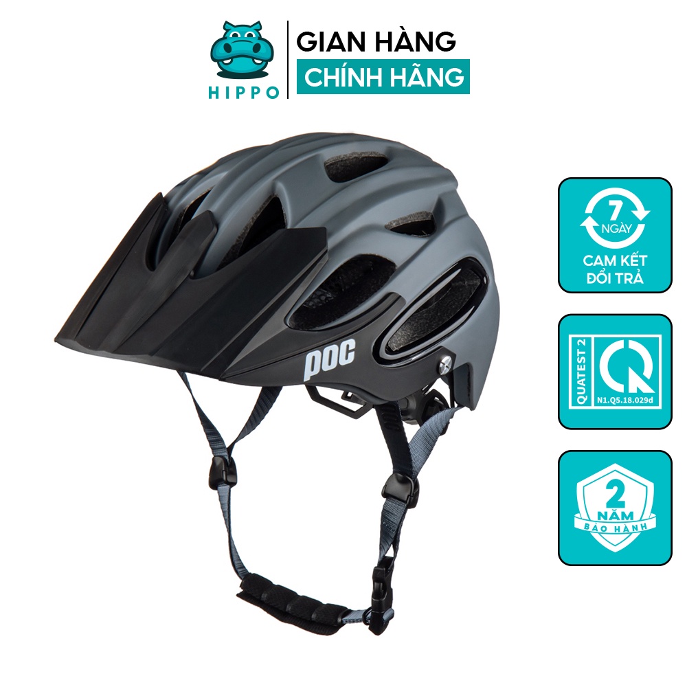 Mũ bảo hiểm xe đạp thể thao chuyên nghiệp Poc 07 siêu nhẹ màu xám xi măng - HIPPO HELMET