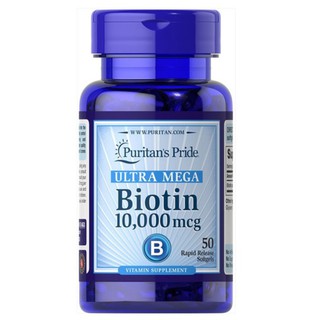 Giảm tóc gãy rụng, giúp mọc tóc, kiềm dầu cho da nhờn Ultra Mega Biotin 10.000mcg 50 viên Puritan's Pride
