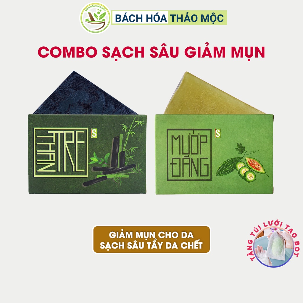 Xà Bông Sinh Dược Giảm Mụn Lưng 100% Thiên Nhiên Xà Phòng Mướp Đắng Nghệ 100gram