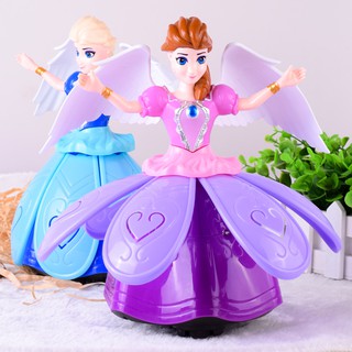 Đồ chơi Búp bê công chúa Elsa, Anna nhảy múa xoay tròn phát nhạc có đèn cho bé