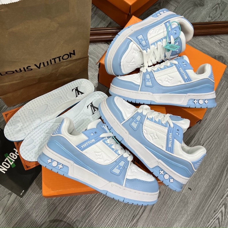Full box+quà tặng🎁Giày sneaker Lv xanh biển thể thao nam nữ