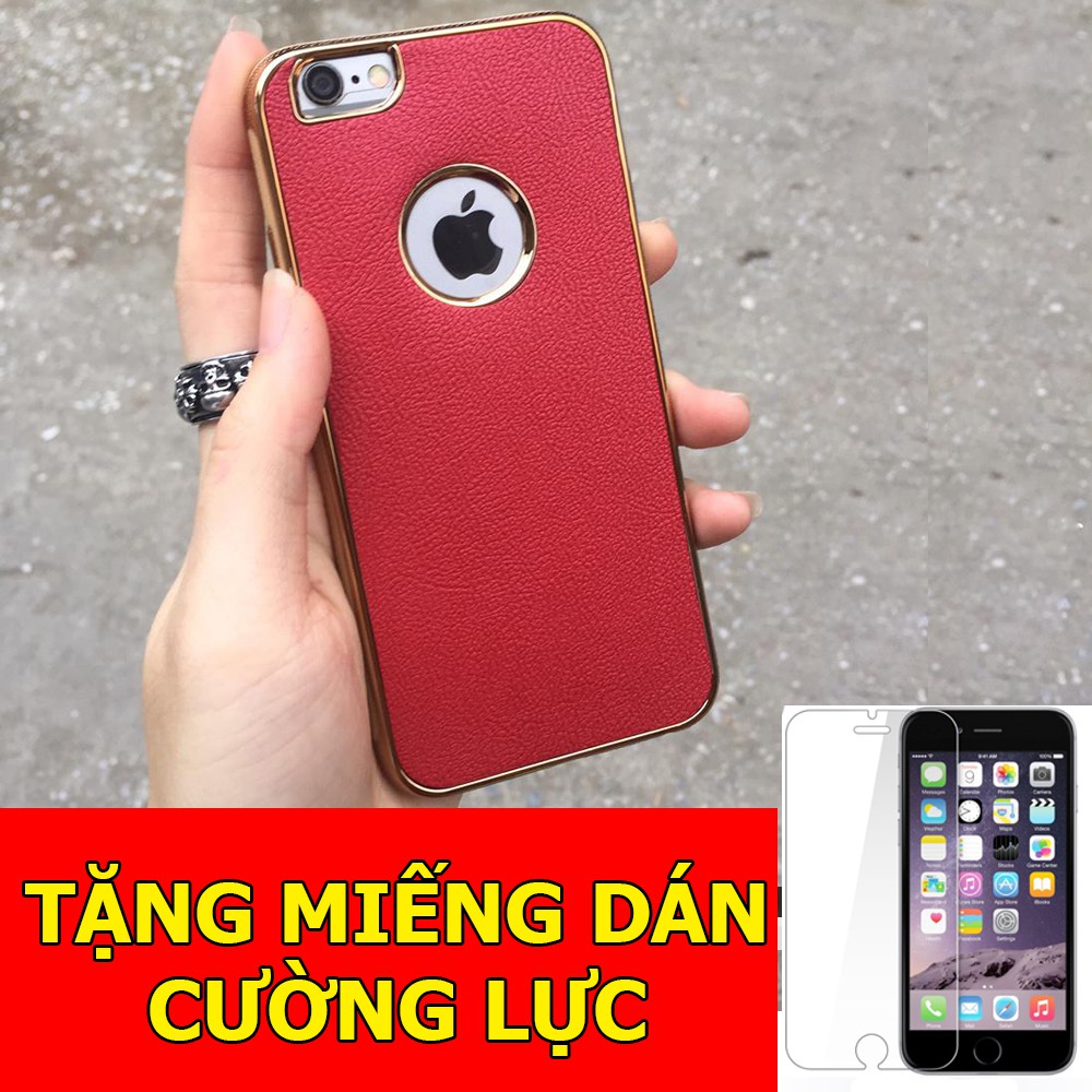 Ốp da viền vàng dành cho iPhone5/ 5s + Tặng 01 miếng dán cường lực