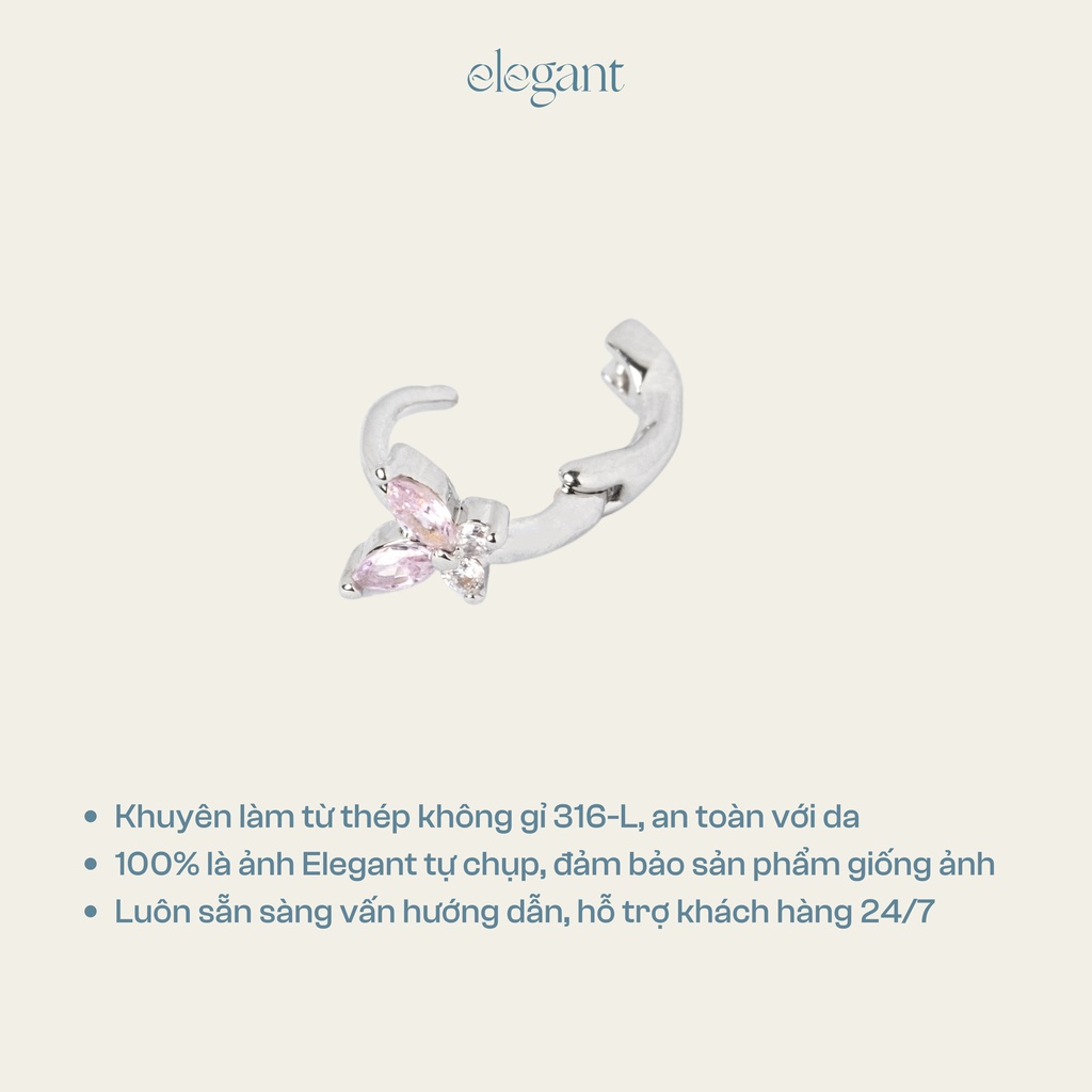 Khuyên tai vòng đá nhỏ PINK BUTTERFLY HOOP Elegant