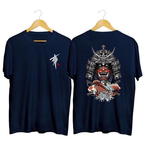 Áo Thun Nam Davecollection - Áo Thun In Hình Distro GUNTAI BUSHIDO KOI Navy CN746
