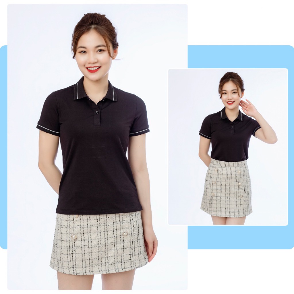 Áo polo Kinty nữ tay ngắn, vải cotton ,co giãn, thoáng mát, áo phông cổ bẻ phong cách công sở