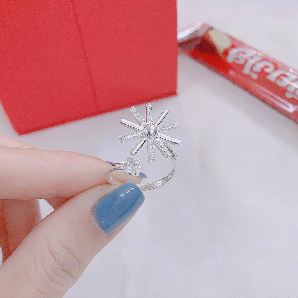 Nhẫn nữ hậu duệ mặt trời bạc ta , nhẫn đính đá lấp lánh , tặng kèm hộp đựng - Vàng Bạc Khải KHải