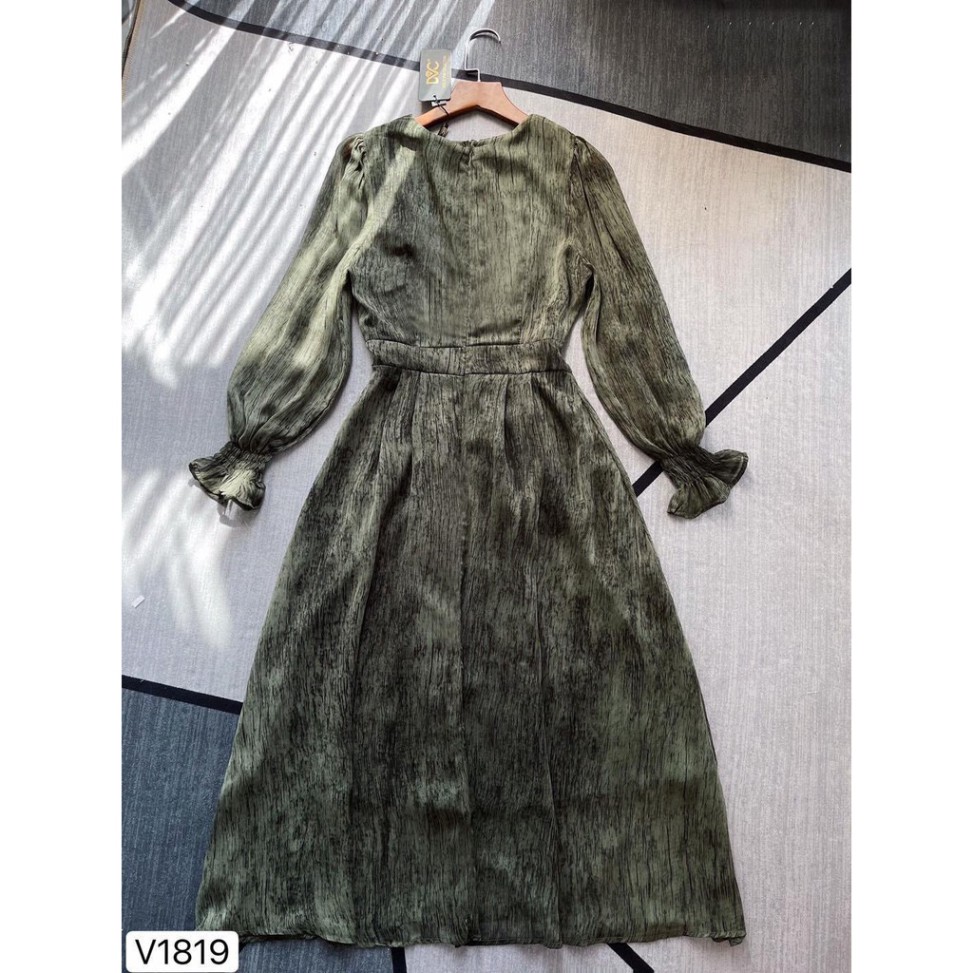 [Có Ảnh Thật] Váy công sở liền thân xanh rêu V1819
