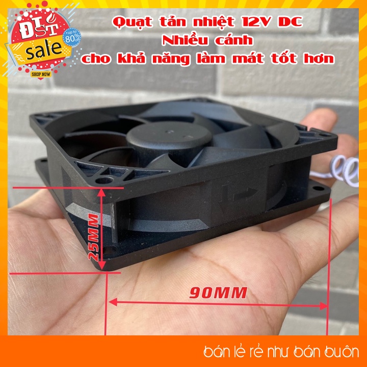 Quạt tản nhiệt 12V DC 9x9x2.5cm - Quạt nhiều cánh cho khả năng làm mát tốt hơn