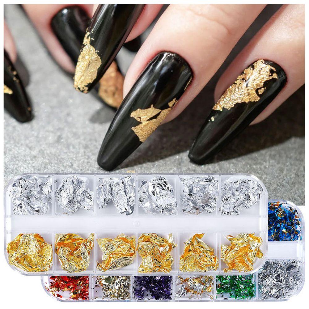 BSUNS Hộp Lá Vàng 12 Ô Tự Trang Trí Móng Tay Mới